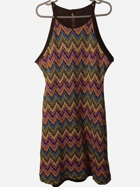 All That Jazz - Crocheted Zig-zag Halter Mini Dress - Multicolor - XS (approx.)